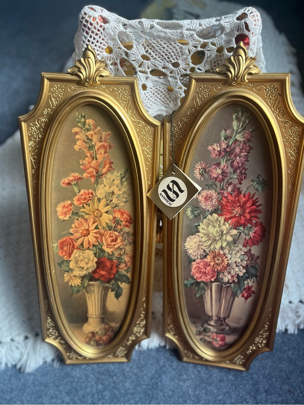 This vintage pair of floral wall art by Cecil Rubino from 1964